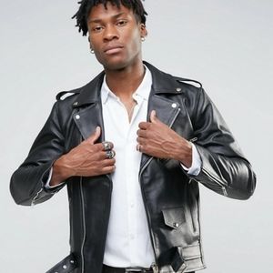 Small Reclaimed Vintage Black Leather Biker Jacket